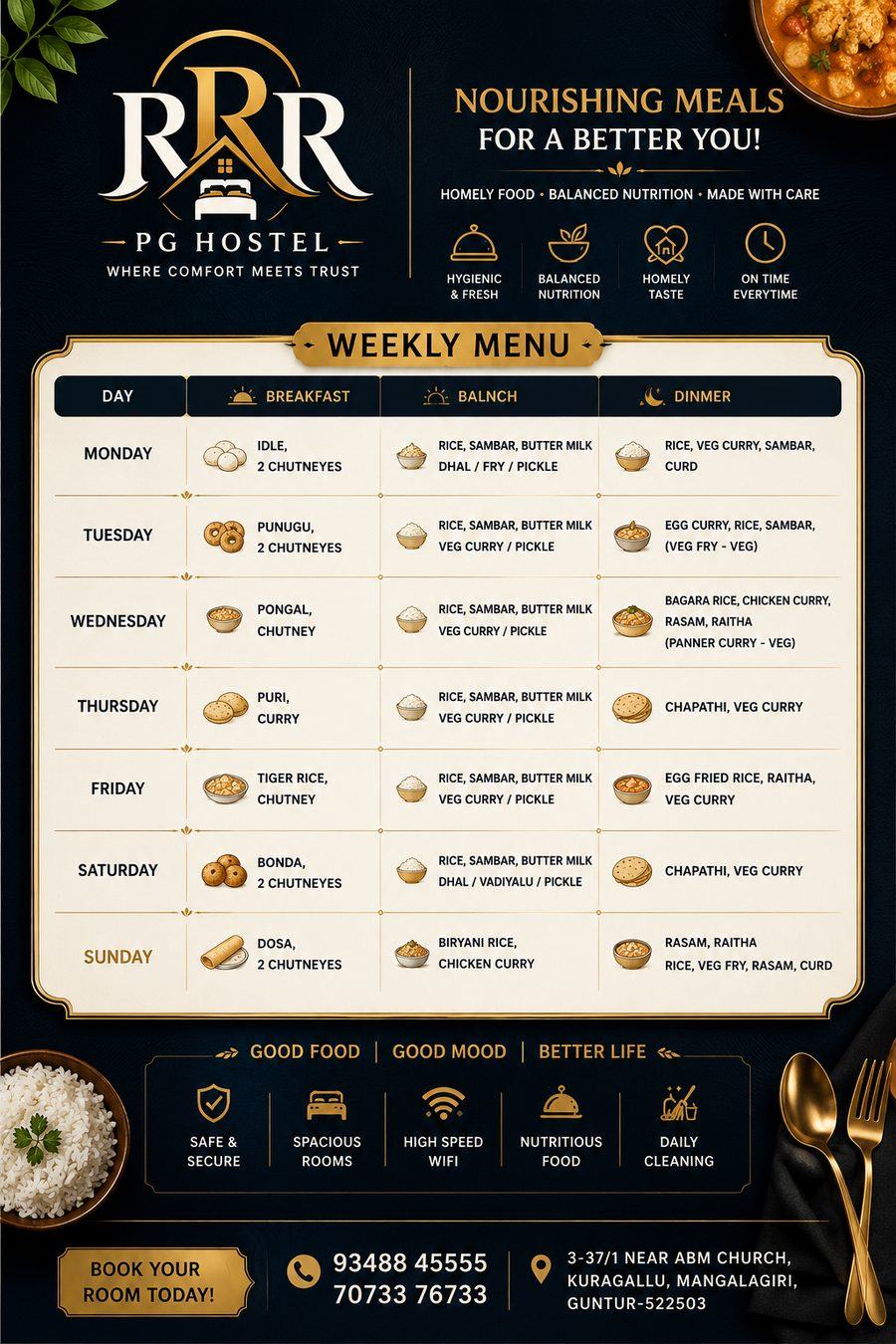Weekly Food Menu Booklet